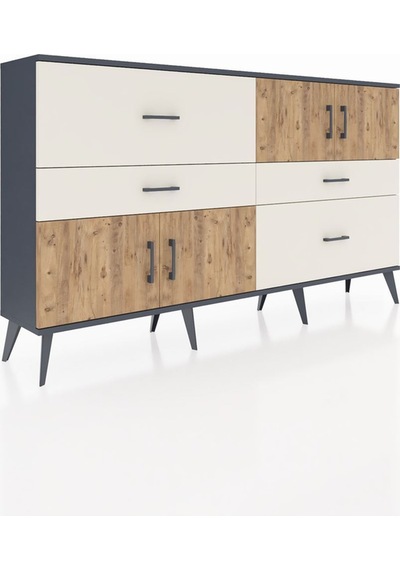 Arges Konsol 2 Raflı 4 Çekmeceli 4 Kapaklı 176x30x99 Antrasit-çam/aytaşı Atlas Çam/aytası - Antrasıt Arges Konsol 2 Raflı 4 Çekmeceli 4 Kapaklı 176x30x99 Antrasit-çam/aytaşı Atlas Çam/aytası - Antrasıt
