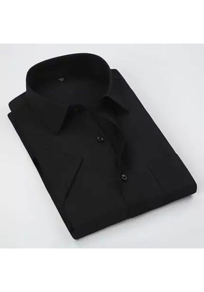 Nacar Store Erkek Siyah Kısa Kol Klasik Kesim Gömlek SİYAH
