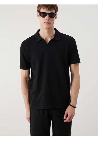 Lcw Vision Siyah Polo Yaka Pike Erkek Tişört