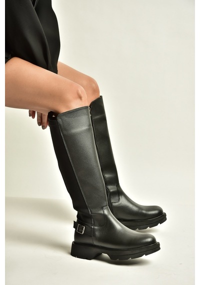 Fox Shoes Z361701009 Siyah Arkası Dalgıç Kumaş Streç Kadın Çizme