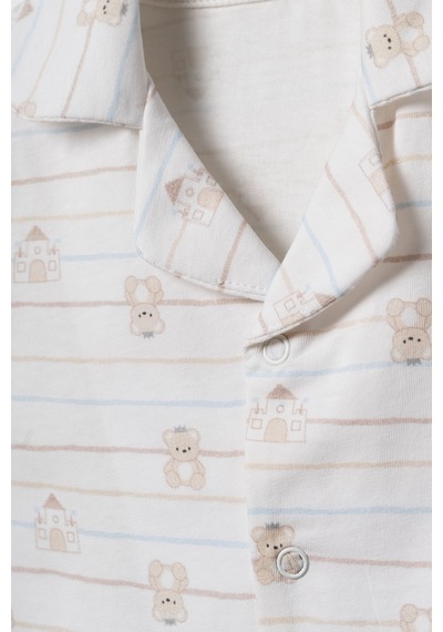Hafy Baby Gömlek Yaka, Unisex Bebek/ Çocuk Şortlu Pijama Takımı Ekru