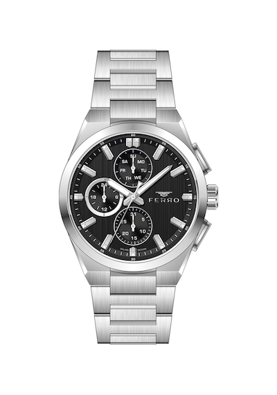 Ferro Fm43037a-a2 Quartz Çelik Gri Siyah Kadran 42 Mm Erkek Kol Saati