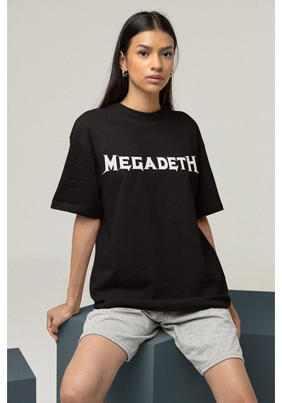 Müzik Grubu Megadeth Baskılı Unisex Oversize Rock Metal Tişört Siyah