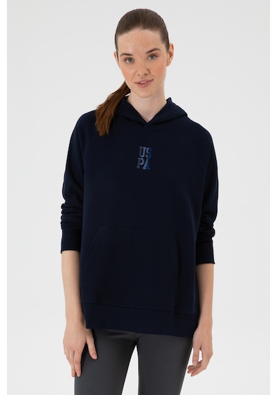 U.S. Polo Assn. Kadın Lacivert Yırtmaçlı Kapüşonlu Sweatshırt 50313611-VR033