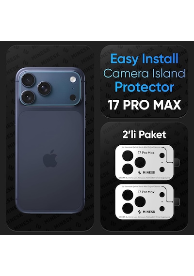 İphone 17 Pro Max İçin Kolay Kurulum Kamera Adası Lens Etrafı Koruyucu Tpu Film Tam Kaplayan Koruma 2 Li Paket 18 Serisi Uyumlu Değildir 17 Pro Max