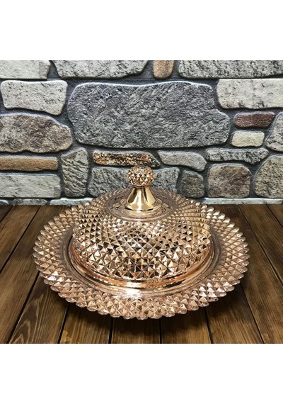 Piramit İşlemeli Bakır Pilavlık 40 Cm