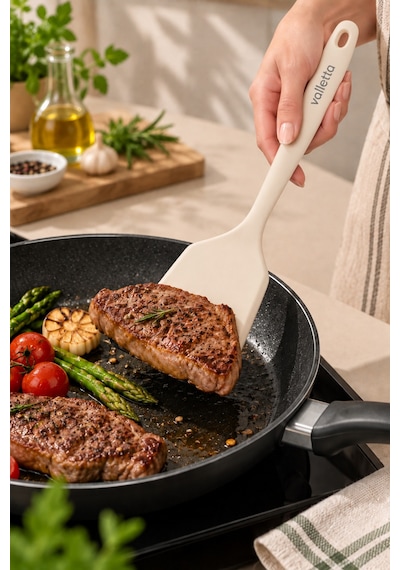 Premium Isıya Dayanıklı Silikon Spatula Vanilya