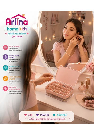 30 Bölmeli Pembe Takı Kutusu Düzenleyici Seyahat Çantası Kolye Yüzük Küpe Organizer 18cmx12,5cm