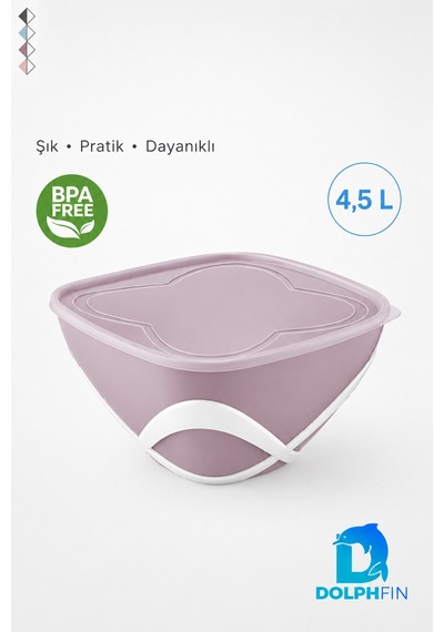 4,5 L Kapaklı Salata Saklama Kabı Bpa Free Taşıma Saplı Mavi Çok Renkli