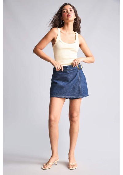 Defacto %100 Pamuk Asimetrik Kesim Mini Jean Şort I3185ax26hsnm82 Mavi-nm82