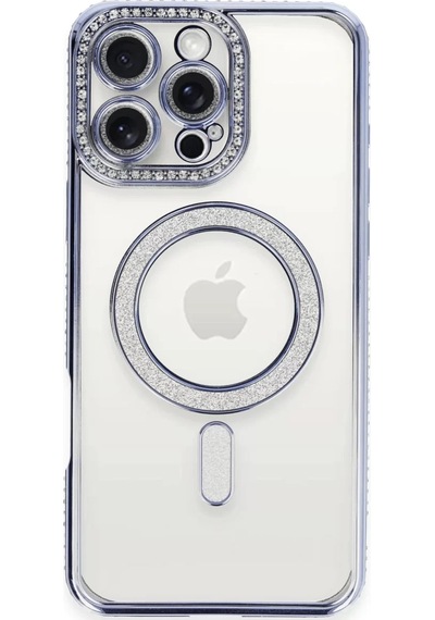 Newface Apple İphone 16 Pro Kılıf Joke Simli Magneticsafe Kılıf - Mavi