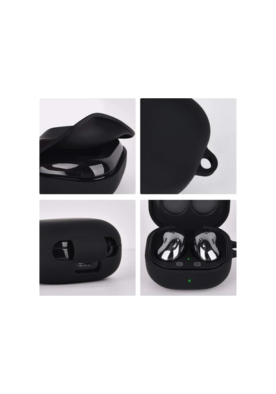 Caseonn Galaxy Buds Live - Buds Pro Kılıf Askı Aparatlı Mat Silikon Siyah