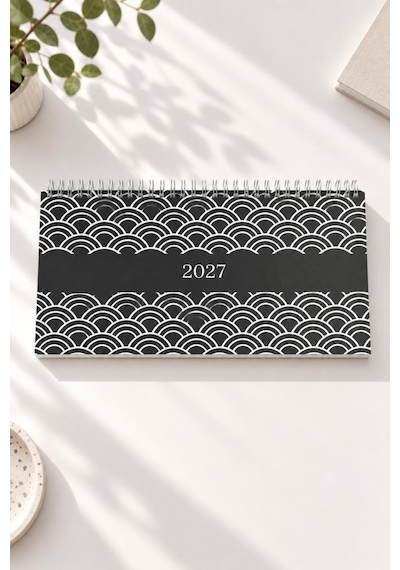 Lizy 2027 Spiralli Masa Takvim 16x33 Cm Siyah