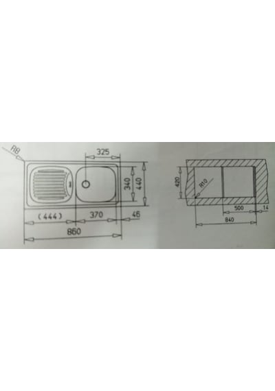 Teka Eviye Ebm 45 Sol (86 x 43.5) Sifonlu . Ankastre