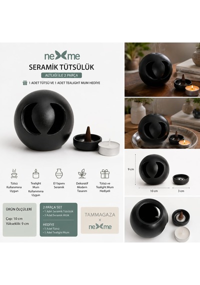 El Yapımı Seramik Tütsülük & Tealight Mumluk Seti Modern Tasarım Dekoratif Seramik Tütsü Ve Mum Hediyeli