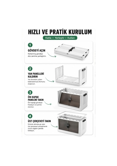 İstiflenebilir Organizer Dolap Çok Amaçlı Kapaklı Portatif Şık Görünümlü 2 Adet Renkli