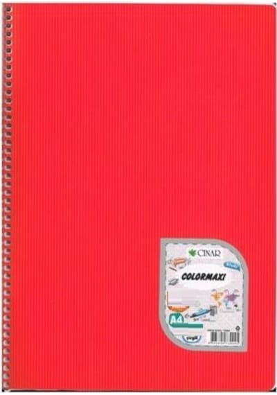 Çınar Colormaxi Spiralli Defter Pp Kapak Kareli 120 Yp A4 Kırmızı