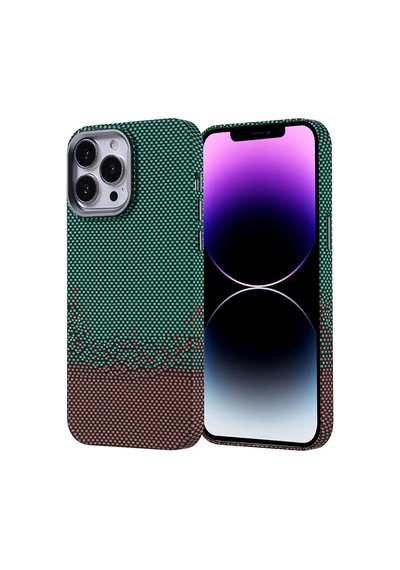 Zore İphone 14 Pro Max Kılıf Magsafe Şarj Özellikli Karbon Fiber Görünümlü Ogaa Nekst Kapak - Yeşil