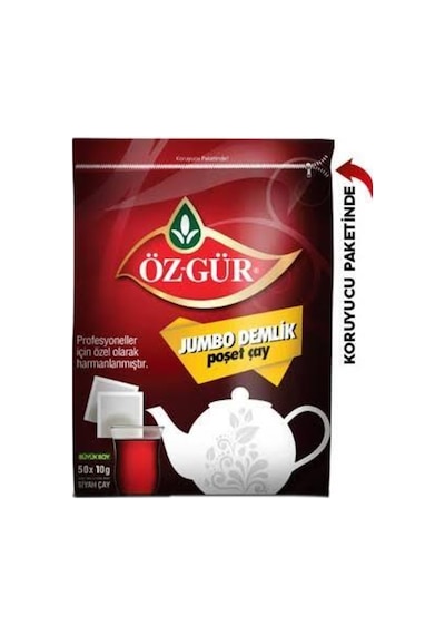 Öz-Gür Jumbo Demlik Poşet Çay 50 x 10 G