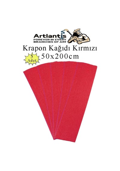 Krapon Kağıdı 50x200 Cm 5 Adet Renkli Grapon Kağıdı Okul Sınıf Etkinlik Kreş Okul Öncesi Kırapon Grafon Kırmızı