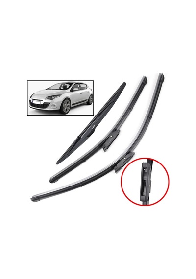Renault Megane 3 Ön + Arka Cam Muz Silecek Takımı 2009--2015
