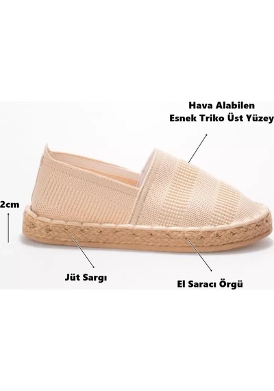 Freedom Storee Kadın Bej Triko Jüt Sargı El Yapımı Espadril Tr44my01c