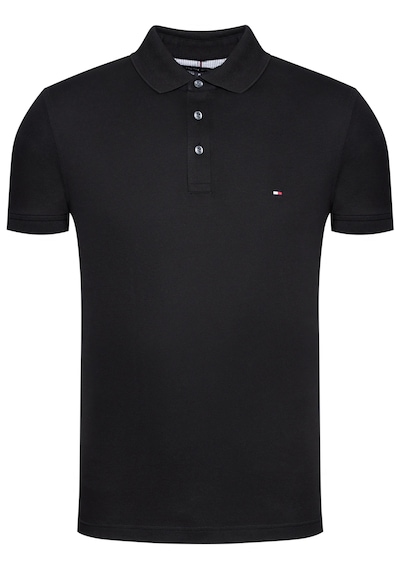 Tommy Hilfiger Polo Yaka Pike Erkek T-shirt Siyah