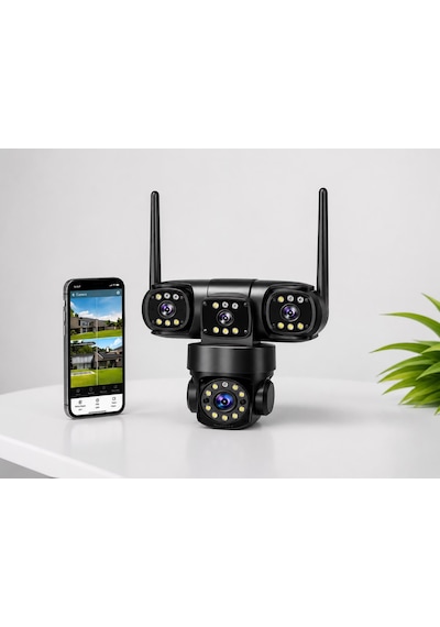 X5tech Rx-113w Wifi 3 Lensli 12 Volt 2a Kablosuz Güvenlik Kamera Gece Gündüz Renkli 360 Ptz Kontroll