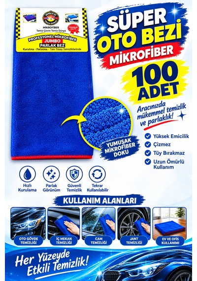 100'lü 40x40 Cm Süper Oto Bezi Lacivert