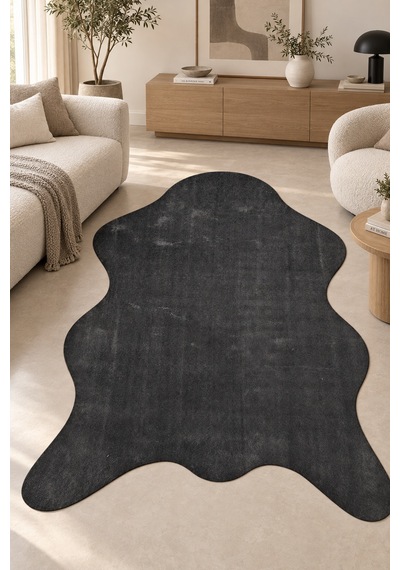 Tosia Floke Peluş Post Şeklinde Halı Antrasit Yumuşak Kaymaz Taban Yıkanabilir Salon Oturma Odası Antre Halısı