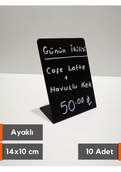 10 Adet Silinebilir Karatahta Siyah Etiket 14x10 Cm İsimlik Stand