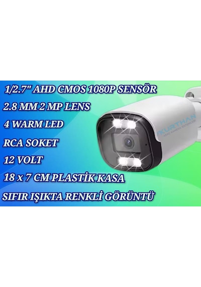 2 Mp Ahd Warm Led Güvenlik Kamerası Gece Renkli Görüntü 12 Volt