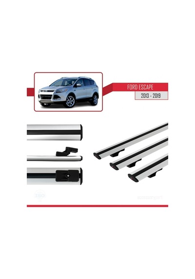 Ford Escape 2013-2019 Arası İle Uyumlu Basic Model Ara Atkı Tavan Barı Gri 3 Adet