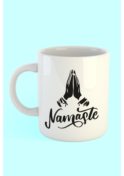 Namaste Baskılı Kahve Kupası Beyaz