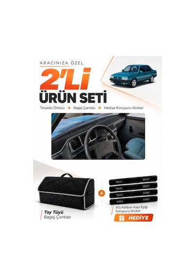 E-biz Tofaş Şahin Doğan Kartal Kapaklı 1981-2002 Torpido + Tay Tüyü Çanta - Siyah-gri - Tf003