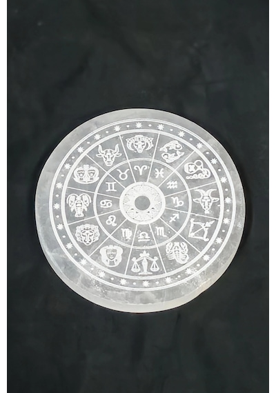Burçlar, Astroloji Desenli Enerji Yükleyici Beyaz Selenit Plaka 42
