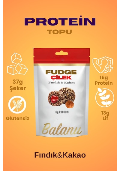 Fudge Fındık Kaplı Çilekli & Bademli Meyve Topları 110gr X3 Adet