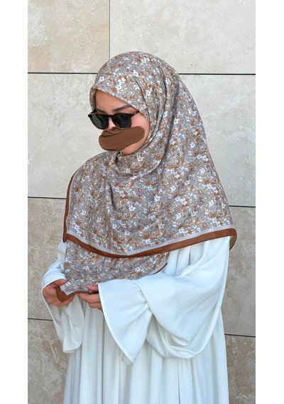 Qalortex Scarf Meyra Desen B.boy Eşarp - Kahve
