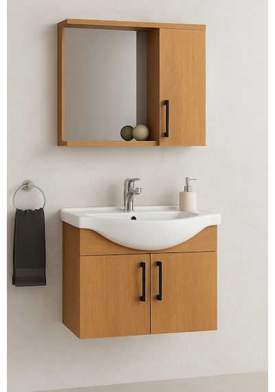 DMZ Home Concept Lacrime 65 Cm Ahşap Renkli Mdf, Oval Seramik Lavabolu, Alt Ve Üst Dolap DMZ Home Concept Lacrime 65 Cm Ahşap Renkli Mdf, Oval Seramik Lavabolu, Alt Ve Üst Dolap