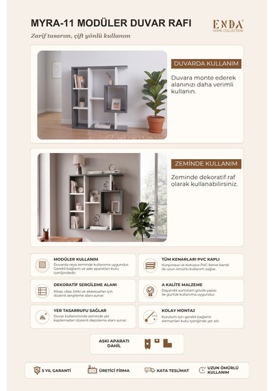 Reyo Enda Home Yegane Duvar Rafı, Duvar Kitaplığı, Dekoratif Kitaplık, Modern Kitaplık Beyaz - Antrasit Reyo Enda Home Yegane Duvar Rafı, Duvar Kitaplığı, Dekoratif Kitaplık, Modern Kitaplık Beyaz - Antrasit