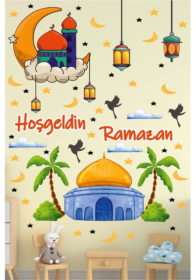 Ramazan Sticker Çocuk Odası Ramazan Süsü Hoşgeldin Ramazan Sticker Seti Yapışkanlı Diğer