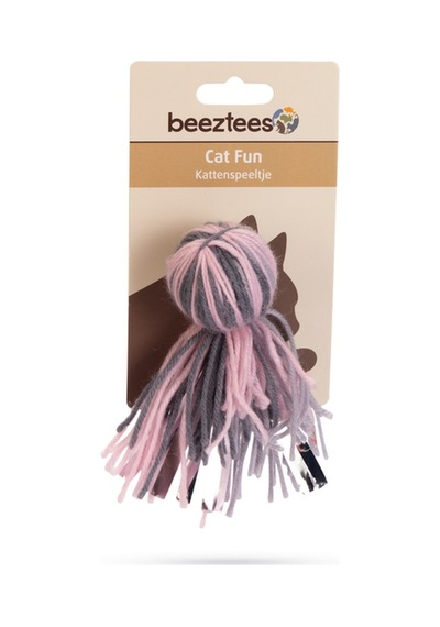 Hnrlıshp Beeztees Kedi Oyuncağı, Ahtapot, Yün Ve Kurdela, Pembe Ve Gri, 12x4x4cm