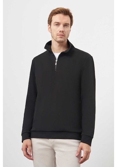 Morven Erkek Siyah Fermuarlı Bato Yaka Sweat-shirt 25ks063001001 Siyah Siyah