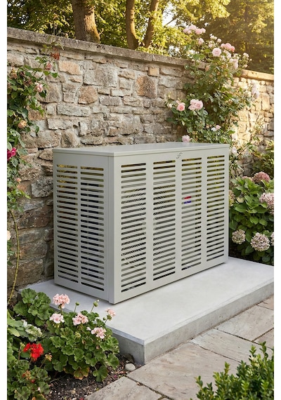 Klima Motoru/dış Ünite Gizleme/koruma Kafesi Xl 120x62x150 H Slotted Açık Gri