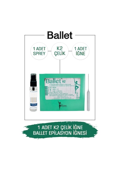 Ballet K2 Gümüş Epilasyon İğnesi Çelik İğne 1 Adet