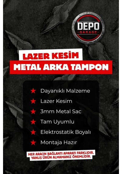 Ford Ranger Tam Uyumlu Lazer Kesim Metal Arka Tampon