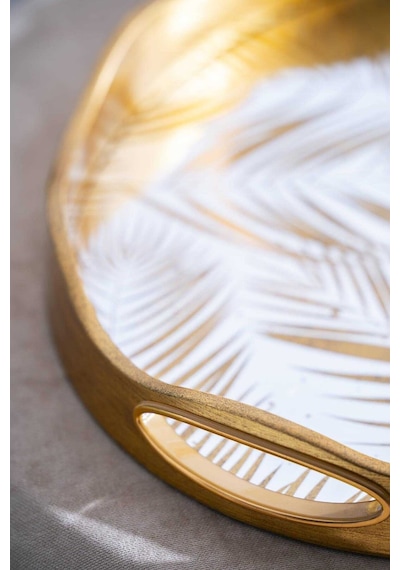 Acar Cha-07498/4 Vega 2'li Gold Cam Tepsi - 43.5/37.5 Cm Gold