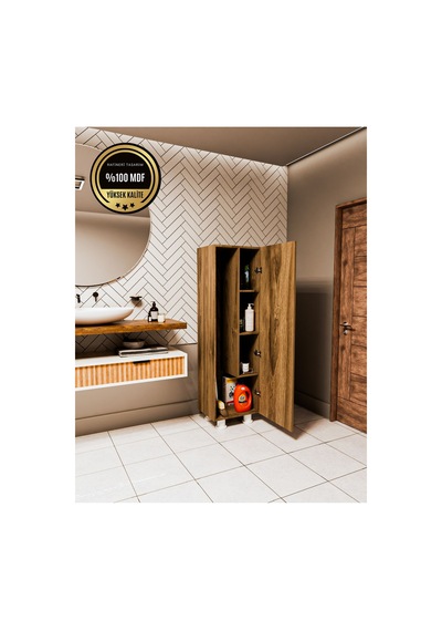 Elox Banyo Dolabı Raflı Farklı Tasarım Ceviz