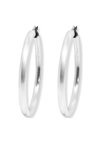 Oya Silver Gümüş Boru Kadın Halka Küpe 4.7x4.7 Cm