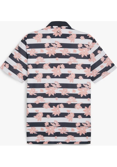 Puma Garden Pique Polo Çiçek Baskılı Erkek Golf Tshirt Deep Navy-melon Punch 01